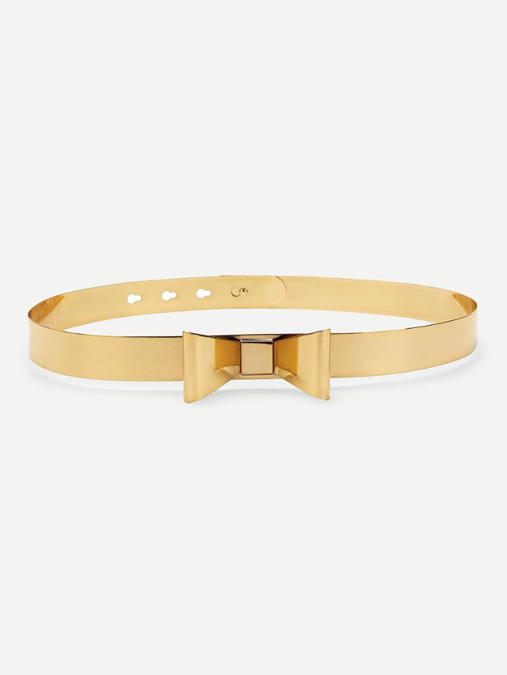 Romwe Metallic Bow Belt