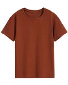 Romwe Round Neck Slim Khaki T-shirt