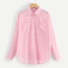 Romwe Dual Pocket Curved Hem Blouse