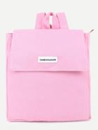 Romwe Pink Flat Canvas Flap Backpack