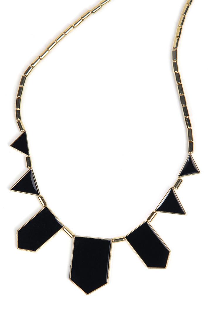 Romwe Black Collar Geometry Irregular Pendant Necklace