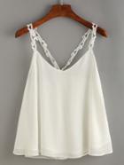 Romwe Leaf Shape Lace Strap Chiffon Cami Top