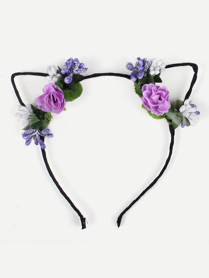 Romwe Flower Detail Cat Ear Headband