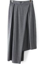 Romwe Elastic Waist Wide Leg Asymmetrical Grey Pant