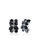 Romwe Contrast Rhinestone Flower Design Stud Earrings