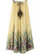 Romwe Beige Elastic Waist Floral Pleated Skirt