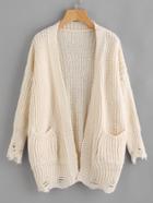 Romwe Distressed Detail Drop Shoulder Sweater Coat