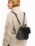 Romwe Black Pu And Tartan Flap Buckle Mini Backpack