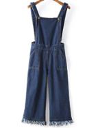Romwe Fringe Wide Leg Denim Jumpsuit
