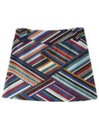 Romwe Multicolor Zipper Side Geometric Stripe Skirt