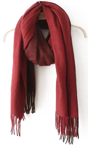 Romwe With Tassel Wine Red Scarf