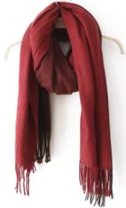 Romwe With Tassel Wine Red Scarf