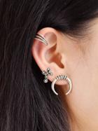 Romwe 3pcs/set Boho Chic Antique Silver Color Ear Cuff Cartilage Clip Stud Earrings
