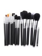 Romwe Black Metallic Professional Makeup Brush Set 15pcs