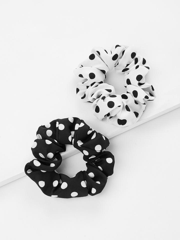Romwe Polka Dot Print Hair Tie 2pcs