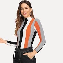 Romwe Mock-neck Form Fitting Sweater