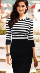 Romwe Striped Bodycon Pencil Dress