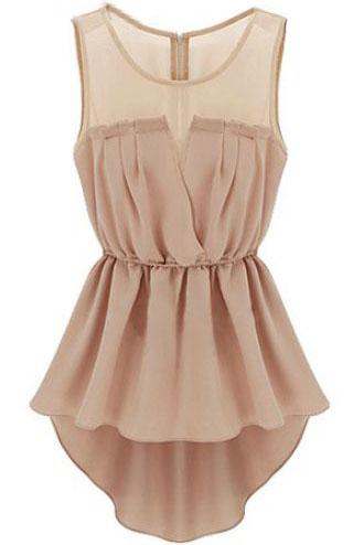 Romwe Back Zipper Bandeau High Low Pink Dress