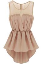 Romwe Back Zipper Bandeau High Low Pink Dress