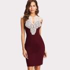 Romwe Crochet Lace Yoke Form Fitting Dress