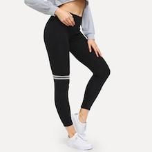 Romwe Tape Panel Skinny Leggings