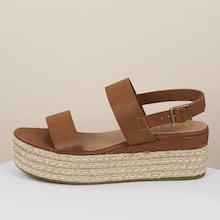 Romwe Open Toe Heel Strap Jute Trim Platform Sandals