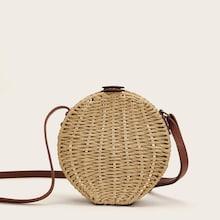 Romwe Braided Detail Round Crossbody Bag