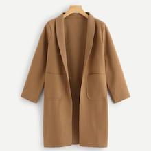 Romwe Shawl Collar Pocket Detail Outerwear