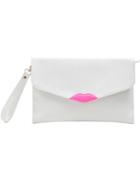 Romwe White Red Lips Pattern Clutch Bag