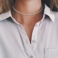 Romwe Faux Pearl Chain Choker