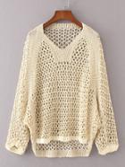 Romwe Hollow Out High Low Sweater