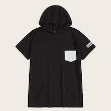 Romwe Guys Kangaroo Pocket Hooded Tee
