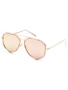 Romwe Gold Frame Double Bridge Pink Aviator Sunglasses