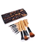 Romwe Delicate Brush Set With Leopard Bag