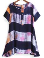 Romwe With Buttons Tie-dye Shift Red Dress