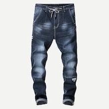 Romwe Guys Letter Print Jeans