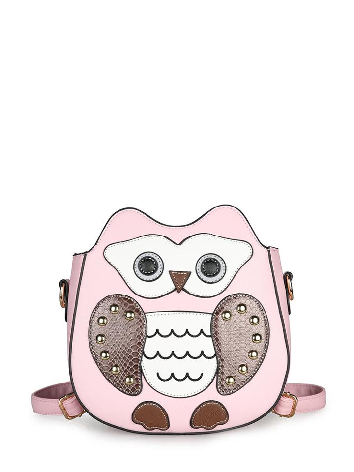 Romwe Owl Pattern Pu Bag With Convertible Strap