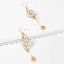 Romwe Hollow Geometric & Disc Drop Earrings