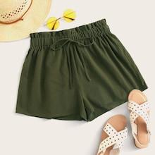Romwe Ruffle Waist Tie Front Wide Leg Shorts