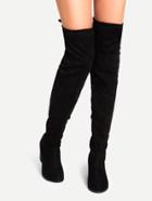 Romwe Black Faux Suede Lace Up Over The Knee Boots
