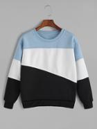 Romwe Pale Blue Contrast Casual Sweatshirt