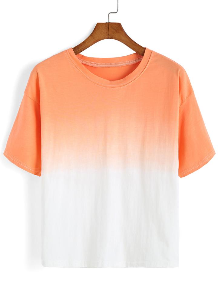 Romwe Short Sleeve Tie-dye T-shirt