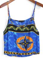 Romwe Spaghetti Strap Fishbone Print Cami Top