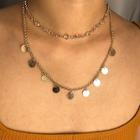 Romwe Metal Pendant Layered Chain Necklace