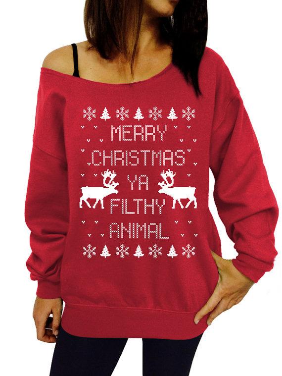 Romwe Scoop Neck Christmas Deer Print Casual Red Sweatshirt