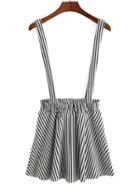 Romwe Vertical Striped Pleated Suspender Dress