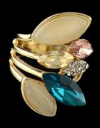 Romwe Multicolor Gemstone Gold Ring
