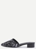 Romwe Black Sequin Embellished Point Toe Slipper Heels