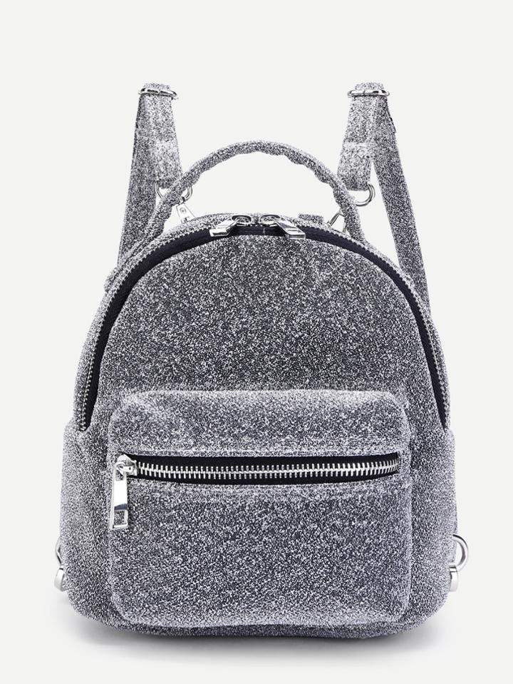 Romwe Pocket & Zipper Front Backpack