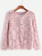 Romwe Pink Raglan Sleeve Basic Sweater
